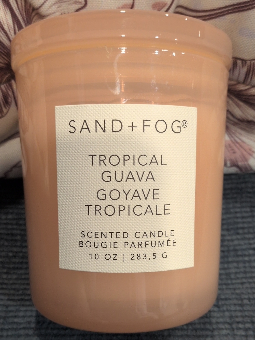 SAND+FOG Tropical Guava Scented Candle — Peach Jar
